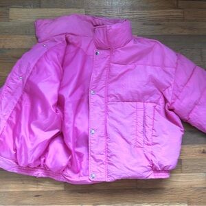 Free People Vibrant Pink Puffer Jacket
